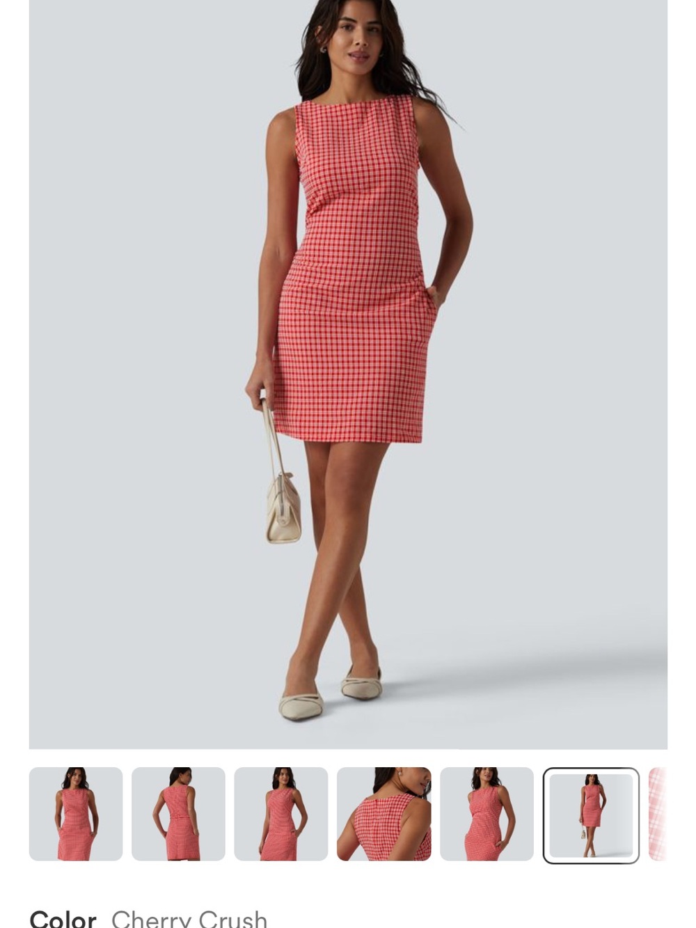 Sleeveless Cherry Crush Gingham Sheath Dress